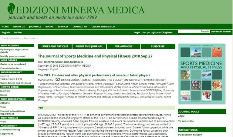 ARTIGO DA DOCENTE DANIELA SIMÕES NA THE JOURNAL OF SPORTS ...